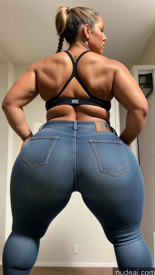 ai nude image of araffe butt lifter in a tight jeans showing off her big butt pics of Big Ass Big Hips Athlete Jeans Pigtails