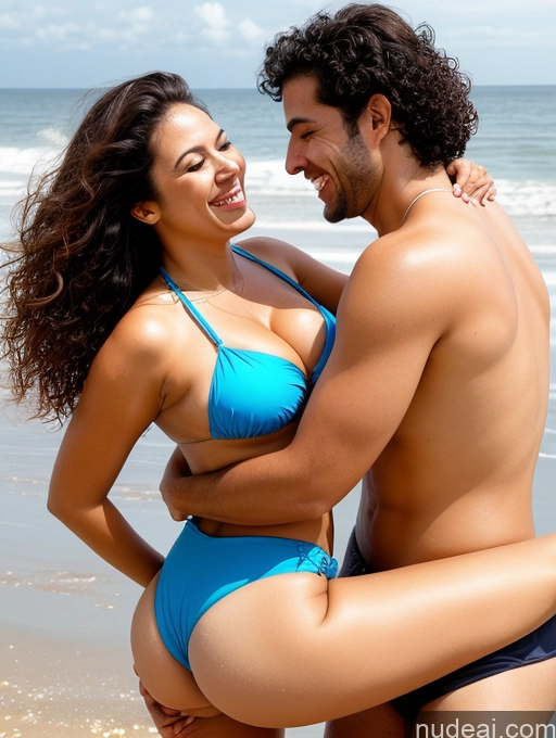 related ai porn images free for Brazilian Seductive Orgasm Laughing Happy Sexy Face 20s Woman + Man Two Busty Big Ass Tall Brunette Curly Hair Beach Front View Spreading Legs Bikini