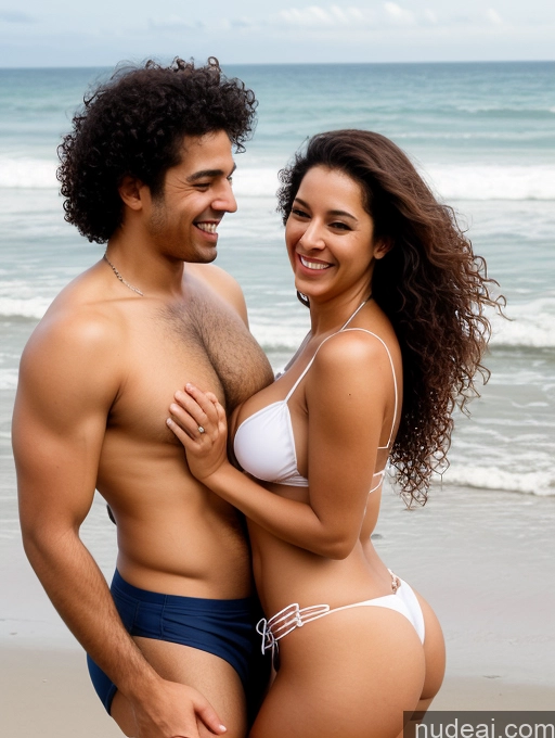 related ai porn images free for Brazilian Seductive Orgasm Laughing Happy Sexy Face 20s Woman + Man Two Busty Big Ass Tall Brunette Curly Hair Beach Front View Spreading Legs Bikini