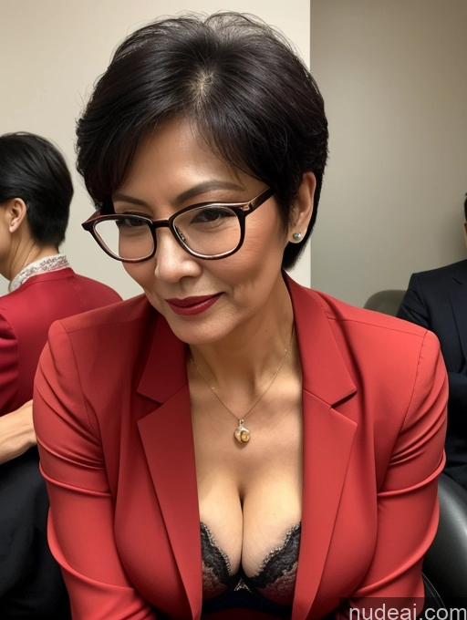 related ai porn images free for Milf Perfect Boobs Beautiful Glasses Perfect Body Pixie Chinese Blouse Bra Jacket Stylish Suit Cleavage Dark Lighting Detailed Party 70s