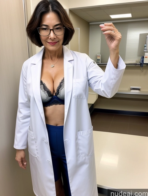 related ai porn images free for Milf Perfect Body Perfect Boobs Beautiful Glasses Sexy Face Short Hair Chinese Hospital Bra Doctor Lab Coat Stylish Cleavage Detailed 50s