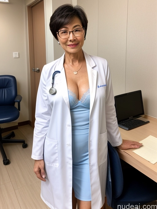 related ai porn images free for Milf Perfect Body Perfect Boobs Beautiful Glasses Sexy Face Short Hair Chinese Hospital Bra Doctor Lab Coat Stylish Cleavage Detailed 70s