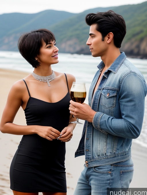 related ai porn images free for Two Perfect Body 18 Seductive Sexy Face Black Hair Short Hair Indian Skin Detail (beta) Beach Side View Eating Casual Jeans Beer Diamond Jewelry Wine Dark Lighting Detailed Woman + Man