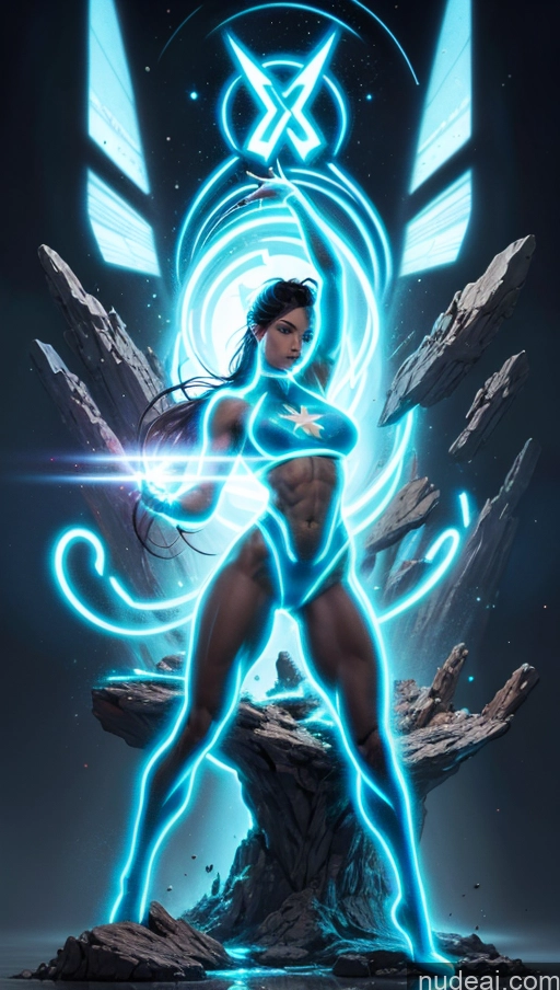 related ai porn images free for Bodybuilder Several Busty Muscular Abs Surrealist Superhero Israel Powering Up Neon Lights Clothes: Blue