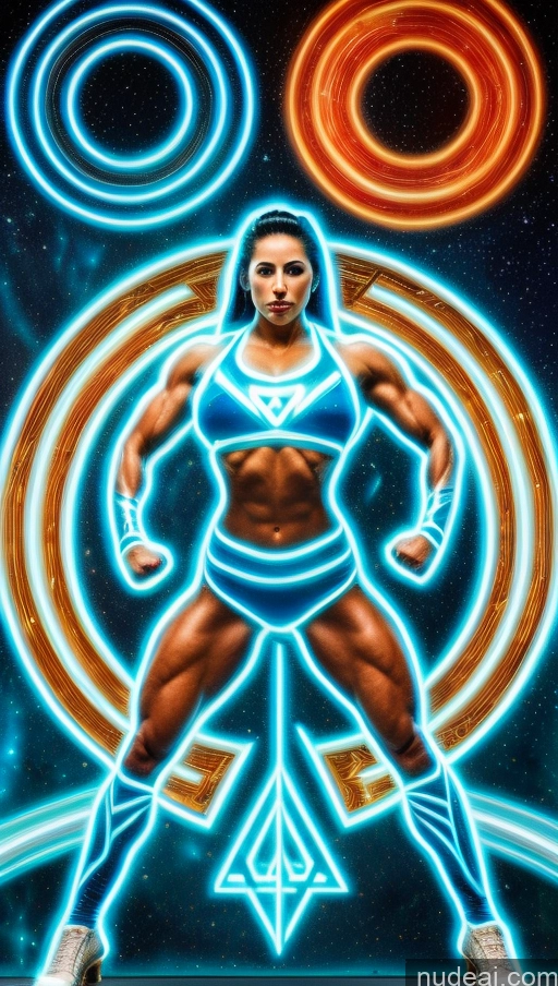 related ai porn images free for Bodybuilder Several Busty Muscular Abs Surrealist Superhero Israel Powering Up Neon Lights Clothes: Blue