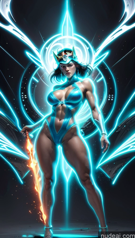 related ai porn images free for Bodybuilder Several Busty Muscular Abs Surrealist Superhero Israel Powering Up Neon Lights Clothes: Blue Futuristic