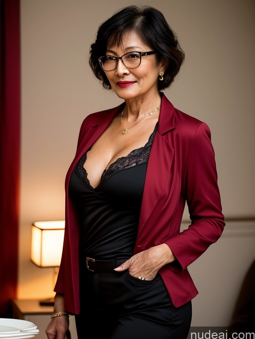 related ai porn images free for Milf Perfect Boobs Beautiful Glasses Lipstick Perfect Body 70s Pixie Japanese Party Blouse Bra Jacket Professor Secretary Stylish Suit Cleavage Partially Nude Dark Lighting Detailed