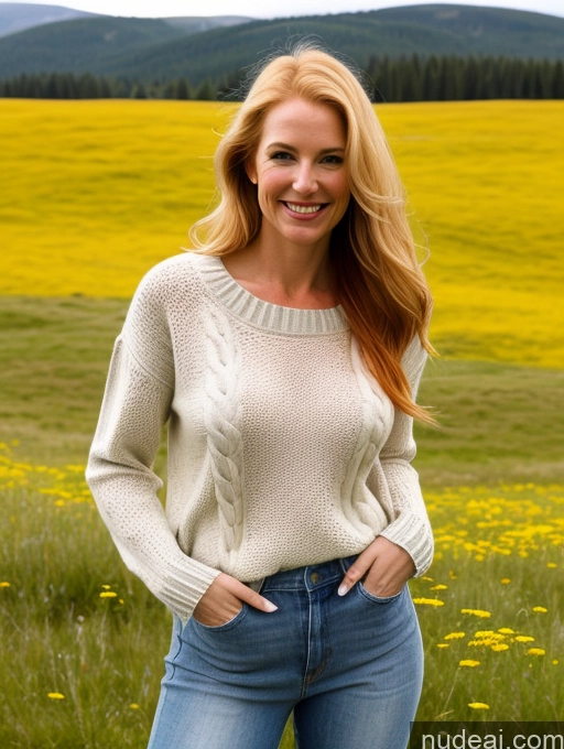 related ai porn images free for Model One Perfect Boobs 40s Happy Long Hair Meadow Front View Jeans Fairer Skin Blonde Irish Sweater