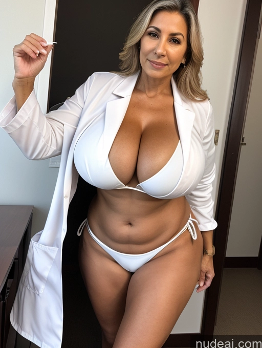 related ai porn images free for Milf One Busty Huge Boobs Tanned Skin 70s Brazilian Front View Doctor Microkini Lab Coat Thong