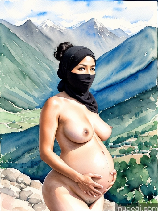 related ai porn images free for Milf Small Tits Hair Bun Mountains Asian Nude Dark Skin 30s Pregnant Watercolor Black Hair Niqab