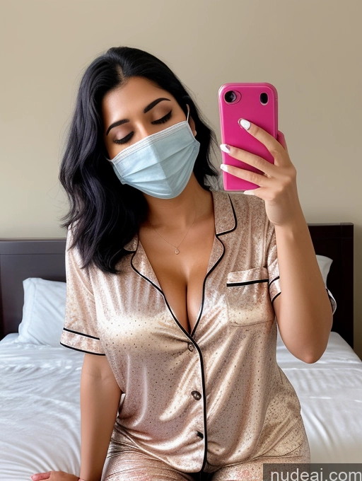 related ai porn images free for Perfect Boobs 20s Orgasm Black Hair Straight Indian Mirror Selfie Bedroom Front View Blouse Face Mask Pajamas Cleavage Detailed