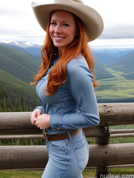 related ai porn images free for Model One Perfect Boobs 40s Happy Long Hair Jeans Western Mountains Fairer Skin Side View Russian Ginger