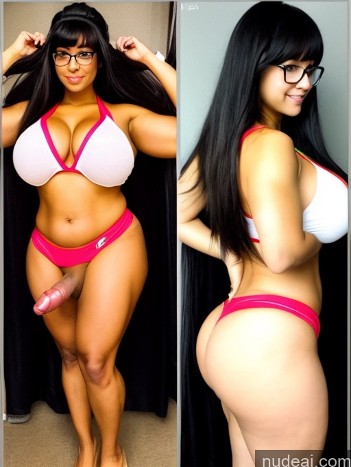 ai nude image of arafed woman in a pink bikini and glasses posing for a picture pics of Huge Boobs Muscular Big Ass Abs Long Hair Fairer Skin Black Hair Indian Cosplay Trans Girl With Erect Penis Film Photo Hairy Women Chubby Glasses Dark Skin