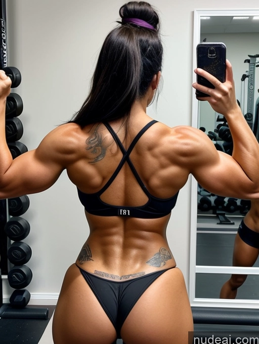 related ai porn images free for Bodybuilder Several Muscular Beautiful Huge Boobs Tattoos Thick Big Hips Long Legs Tall 20s Sexy Face Black Hair Ponytail Egyptian Mirror Selfie Gym Front View Working Out Bikini