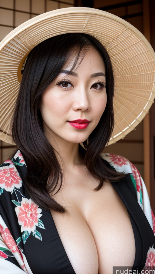 related ai porn images free for Woman One Huge Boobs Beautiful Lipstick Fairer Skin 30s Bobcut Japanese Close-up View Simple Detailed Black Hair Kimono