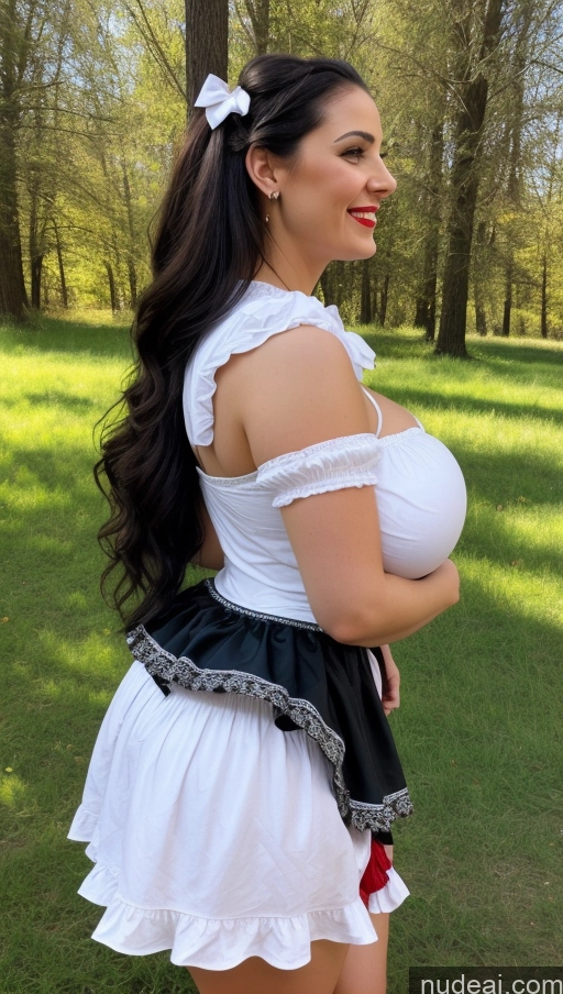 ai nude image of there is a woman in a white dress posing for a picture pics of Huge Boobs Perfect Boobs Busty Big Ass Perfect Body Thick Fairer Skin Lipstick Spanish Dirndl Black Hair Long Hair Western Laughing Bows 20s Side View Micro Skirt