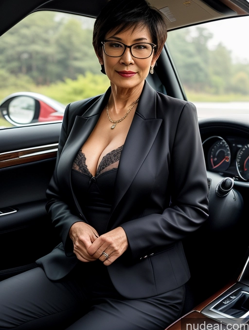 related ai porn images free for Milf Perfect Boobs Perfect Body Beautiful Glasses 70s Sexy Face Short Hair Chinese Car Blouse Bra Jacket Suit Stylish Professor Cleavage Detailed Dark Lighting