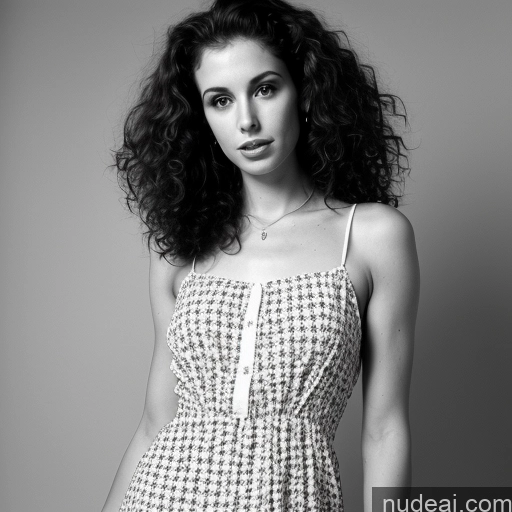 related ai porn images free for Brunette Curly Hair White Black And White Front View Skinny Beautiful Dress 80s 30s