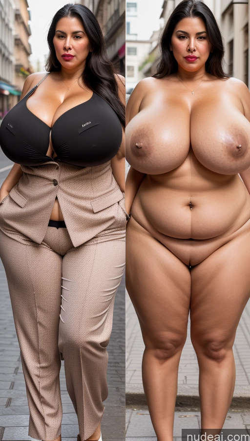 ai nude image of two women in business attire standing on a city street pics of Milf Busty Huge Boobs Beautiful Lipstick Big Ass Skinny Abs Thick Big Hips Long Legs Pubic Hair Black Hair Long Hair Turkish Suit Panties Onoff Street 70s Pouting Lips Sad Skin Detail (beta)