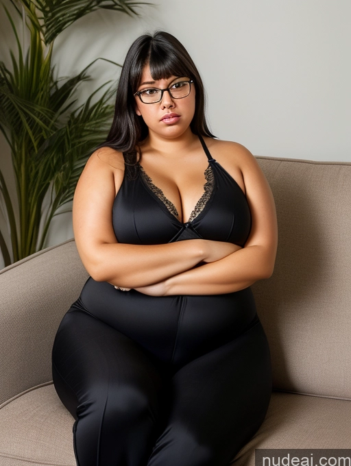 related ai porn images free for Woman One Busty Big Ass Front View Detailed Glasses Fat 18 Black Hair Bangs Italian Couch Jumpsuit Sad