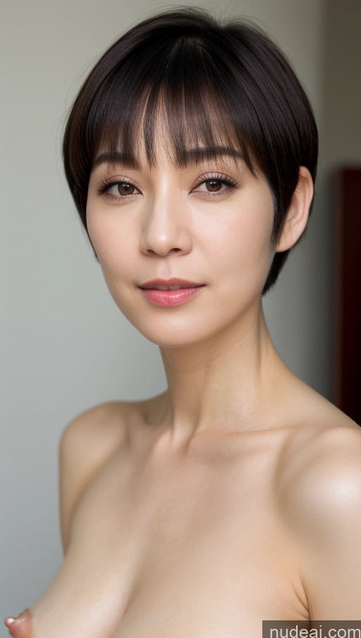 related ai porn images free for Woman One Beautiful Fairer Skin Black Hair Short Hair Korean Close-up View Simple Detailed 40s