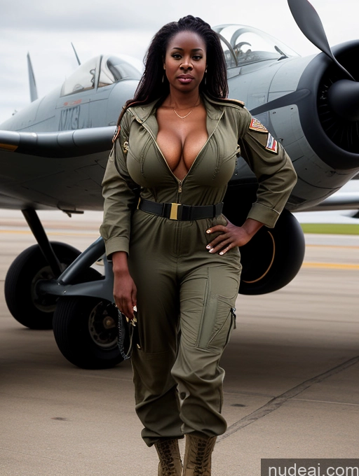 related ai porn images free for Busty Perfect Boobs Beautiful Perfect Body Dark Skin 40s Long Hair Nilotic Soft + Warm Front View Topless Boots Jumpsuit Military Pilot