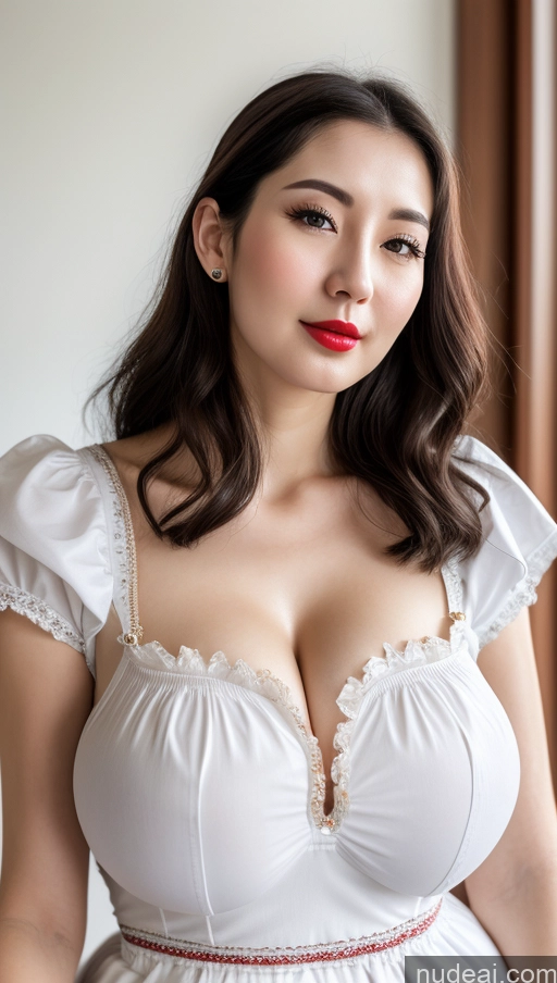 related ai porn images free for Woman One Huge Boobs Beautiful Lipstick Fairer Skin Black Hair Slicked Korean Close-up View Dirndl