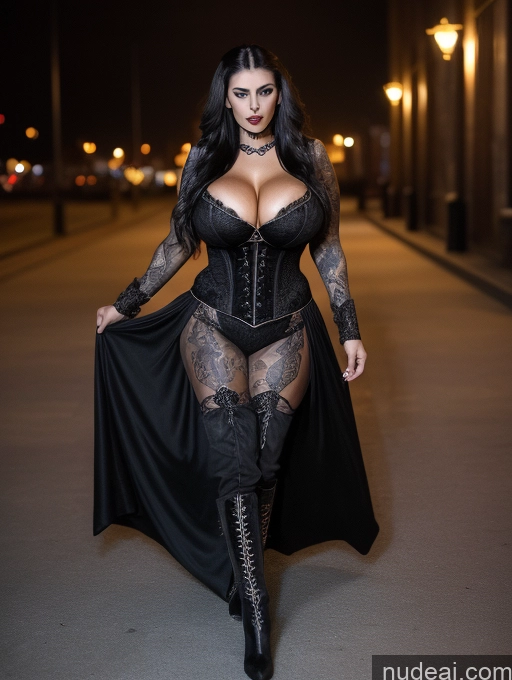 Miss Universe Model One Busty Huge Boobs Perfect Boobs Tattoos Muscular Big Ass Abs Big Hips Long Hair 20s Sad Seductive Black Hair Turkish Boots Goth Vampire Victorian Dark Lighting Sexy Face Haute Couture V3 Birmingham Huge Tits, Hard Nipples