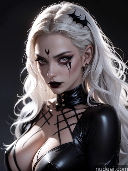 related ai porn images free for Alternative Dark Lighting Vampire Harlequin Halloween Goth Medieval Perfect Body Fairer Skin Oiled Body Czech Dark_Fantasy_Style Dynamic View White Hair Curly Hair Bodypaint Clown