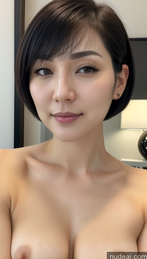 related ai porn images free for Woman One Beautiful Fairer Skin 30s Black Hair Close-up View Korean Perfect Boobs Detailed Short Hair