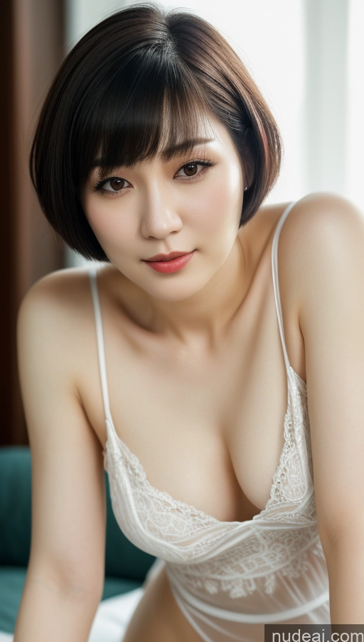 related ai porn images free for One Beautiful Fairer Skin 30s Black Hair Close-up View Detailed Woman Korean Short Hair Small Tits Chemise