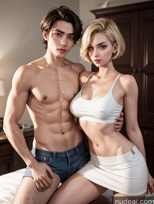 related ai porn images free for Woman + Man Perfect Boobs Short Perfect Body 18 Blonde Short Hair Russian Bedroom Crop Top Mini Skirt High Socks High Heels Simple Straddling Ahegao