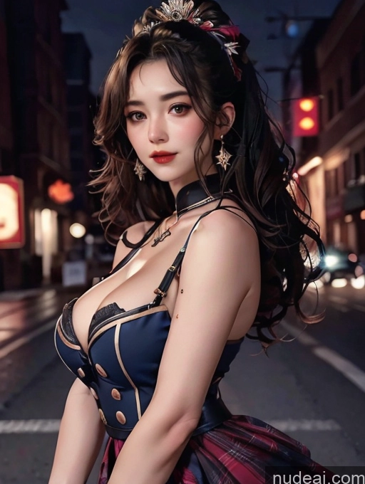 ai nude image of a close up of a woman in a dress posing for a picture pics of Woman Busty Beautiful Street Bright Lighting Dark Lighting Detailed Idol Costume V5