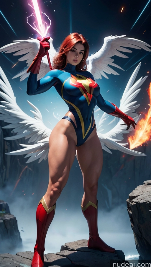 ai nude image of a close up of a woman with a sword and wings pics of Busty Muscular Abs Captain Planet Superhero Power Rangers Hawkgirl Mary Thunderbolt Spider-Gwen Batwoman Powering Up Surrealist Bodybuilder Dynamic View