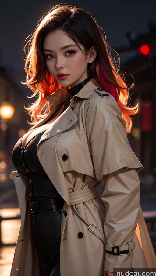 Busty Beautiful Chubby Beijing Detailed Bright Lighting Dark Lighting Trench Coat