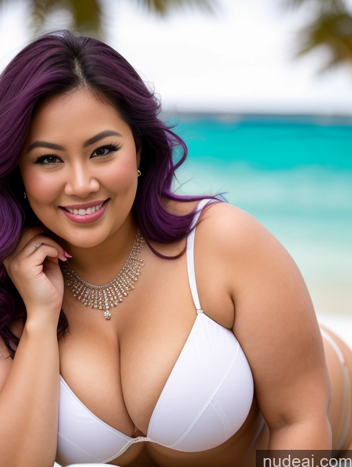 related ai porn images free for Model Busty Beautiful Thick Chubby Fat 30s Happy Filipina Cleavage Jewelry Purple Hair Close-up View Long Hair Thong