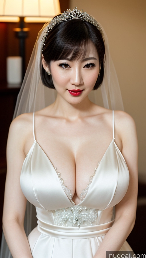 related ai porn images free for Woman One Beautiful Fairer Skin 30s Black Hair Close-up View Detailed Japanese Huge Boobs Lipstick Bobcut Wedding