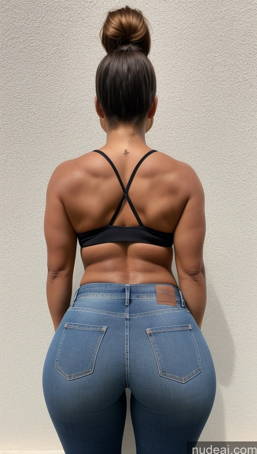 ai nude image of a close up of a woman in jeans with a back view of her butt pics of Athlete Big Ass Big Hips Jeans Ponytail