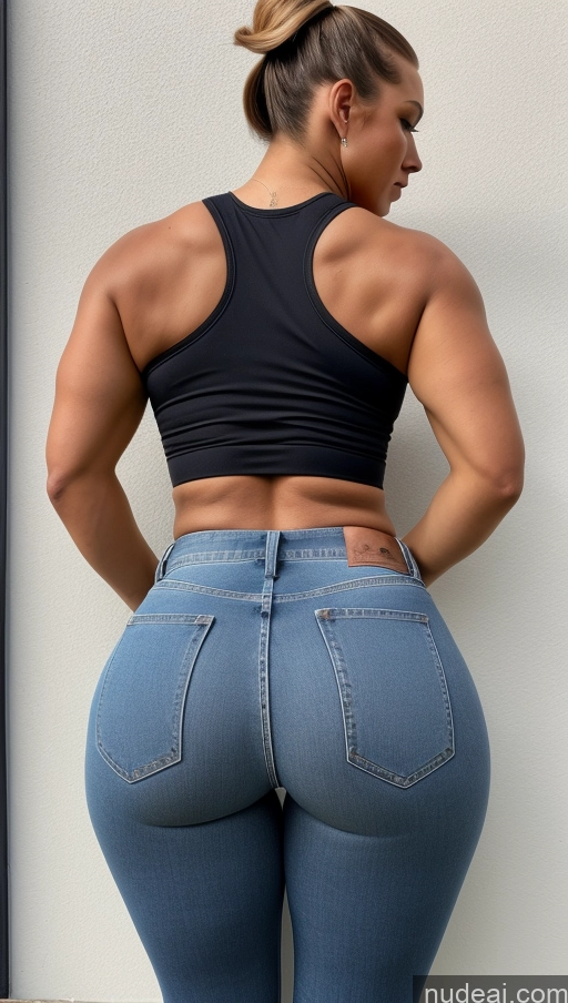 ai nude image of araffe butt lifter in a black top and jeans pics of Athlete Big Ass Big Hips Jeans Ponytail