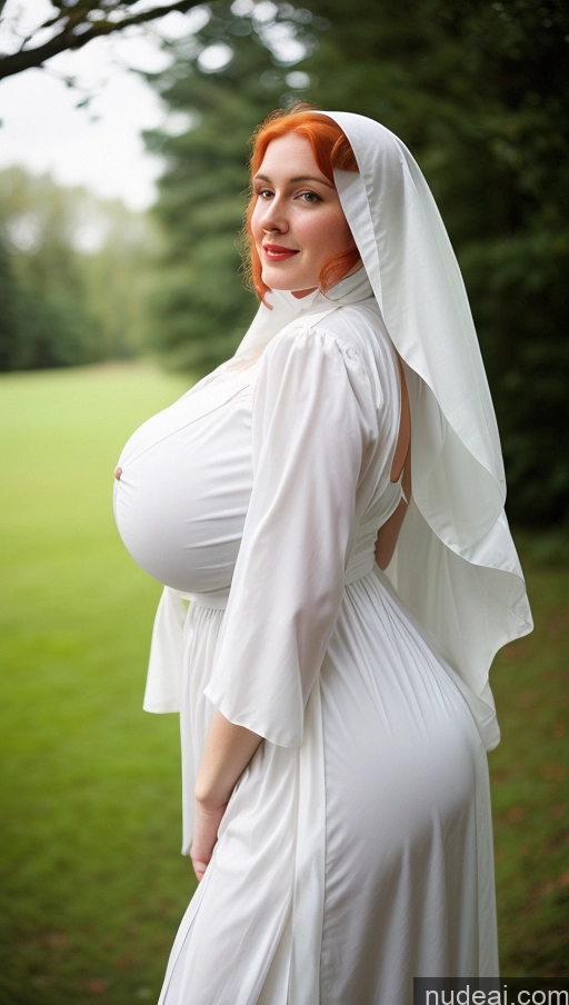 ai nude image of pregnant woman in white dress with veil and headpiece standing in field pics of Huge Boobs Busty Perfect Boobs Beautiful Big Ass Thick Big Hips Perfect Body Fairer Skin Lipstick Abs White Hair Victorian Nightgown Nun Irish Chubby Sexy Face Vintage Seductive Laughing Transparent Side View