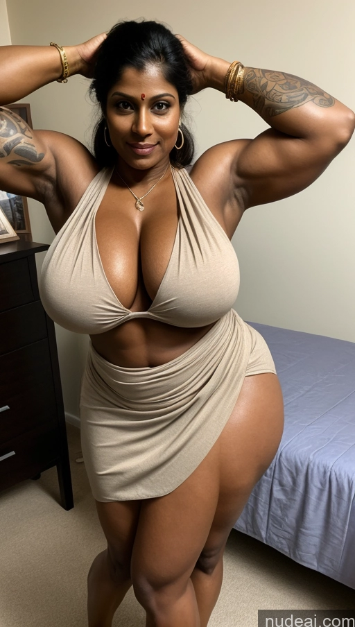 related ai porn images free for Bodybuilder Busty Huge Boobs Beautiful Tattoos Muscular Big Ass Thick Tall Dark Skin 50s Sexy Face Seductive Indian Front View T-pose Detailed Blouse Sari Bedroom Abs Ginger