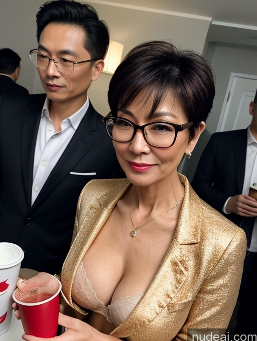 related ai porn images free for Milf Perfect Boobs Beautiful Glasses Perfect Body 50s Pixie Chinese Mirror Selfie Party Blouse Bra Jacket Suit Cleavage Dark Lighting Detailed