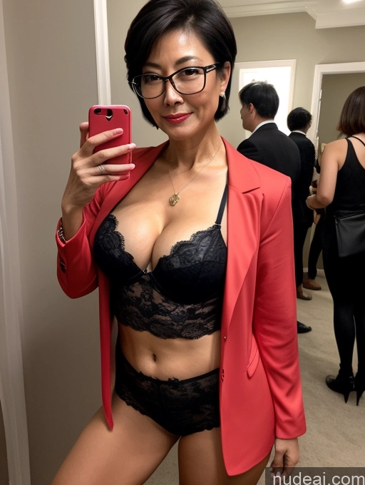 related ai porn images free for Milf Perfect Boobs Beautiful Glasses Perfect Body 50s Pixie Chinese Mirror Selfie Party Blouse Bra Jacket Suit Cleavage Dark Lighting Detailed