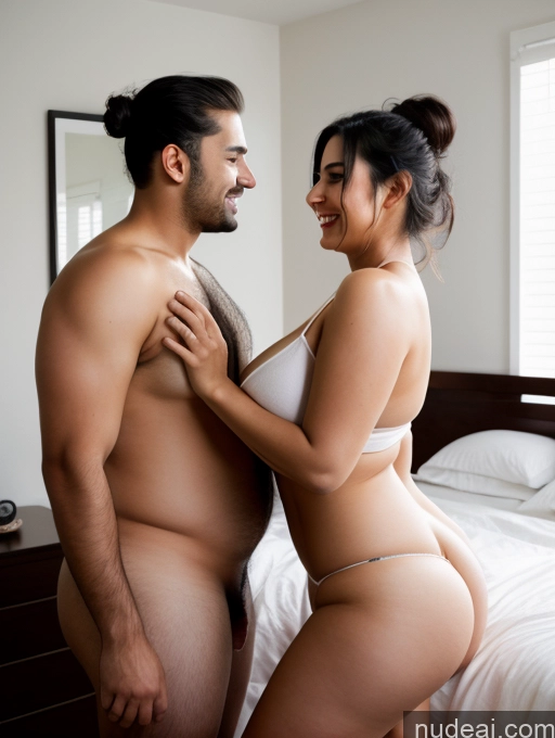 ai nude image of they are two people standing in a bedroom together pics of Perfect Boobs Beautiful Big Ass Chubby Perfect Body 30s Happy Seductive Black Hair Indian Bedroom Front View Shirt Woman + Man Several Tall Sexy Face Hair Bun Undressing Another Chemise Huge Boobs