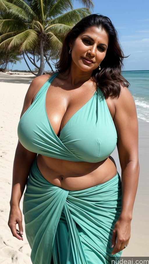 ai nude image of arafed woman in a blue dress on a beach near the ocean pics of Milf Huge Boobs Beautiful Tattoos Muscular Big Ass Thick Tall Dark Skin Seductive Brunette Indian T-pose Sexy Face Beach 60s Fat Blouse Sari Front View