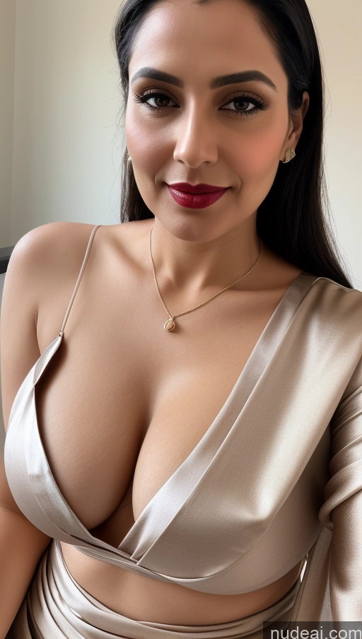 related ai porn images free for Woman One Busty Beautiful Lipstick Fairer Skin 40s Black Hair Slicked Indian Close-up View Blouse Sari Topless Cleavage Detailed Thick