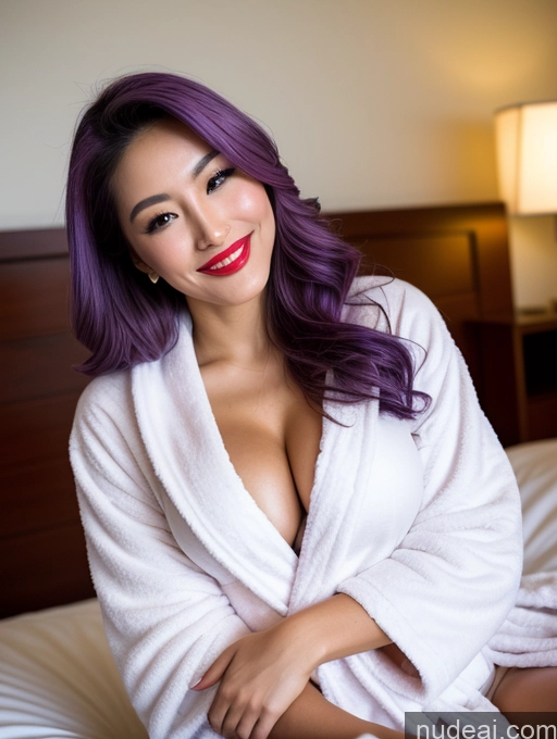 related ai porn images free for Miss Universe Model One Perfect Boobs Small Tits Beautiful Lipstick Perfect Body 20s Happy Long Hair Purple Hair Japanese Bedroom On Back Bathrobe