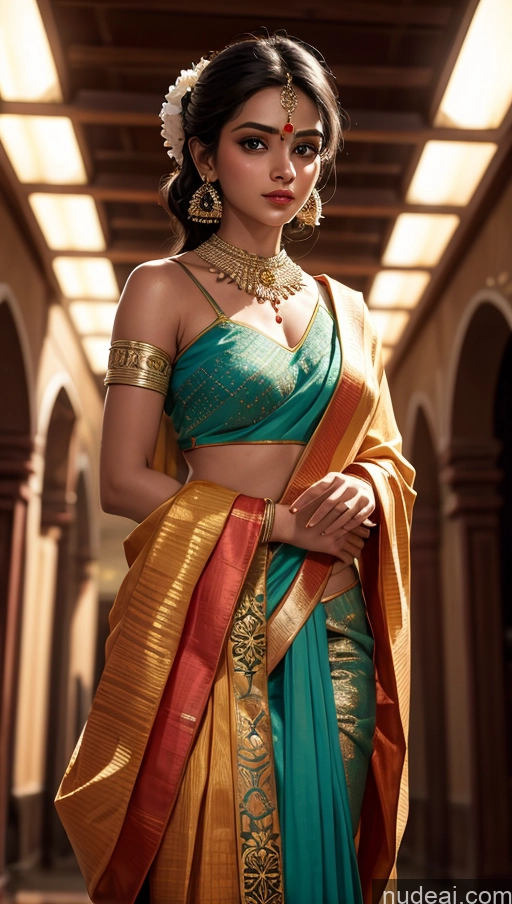 Woman Indian Sari Delhi Detailed Bright Lighting Dark Lighting