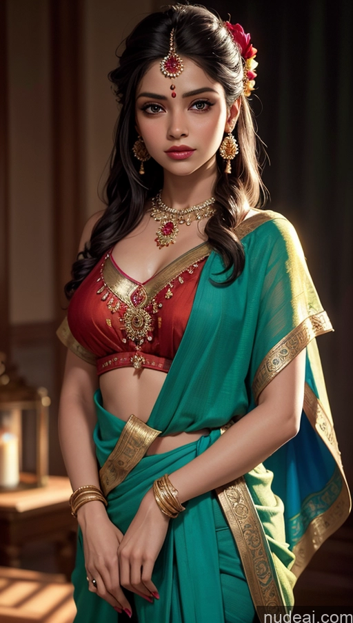 Woman Indian Sari Delhi Detailed Bright Lighting Dark Lighting