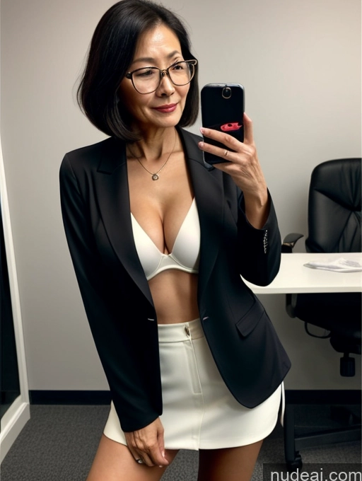 related ai porn images free for Milf Perfect Boobs Beautiful Glasses Perfect Body 70s Bobcut Chinese Mirror Selfie Office Blouse Bra Casual Jacket Suit Cleavage Dark Lighting Detailed